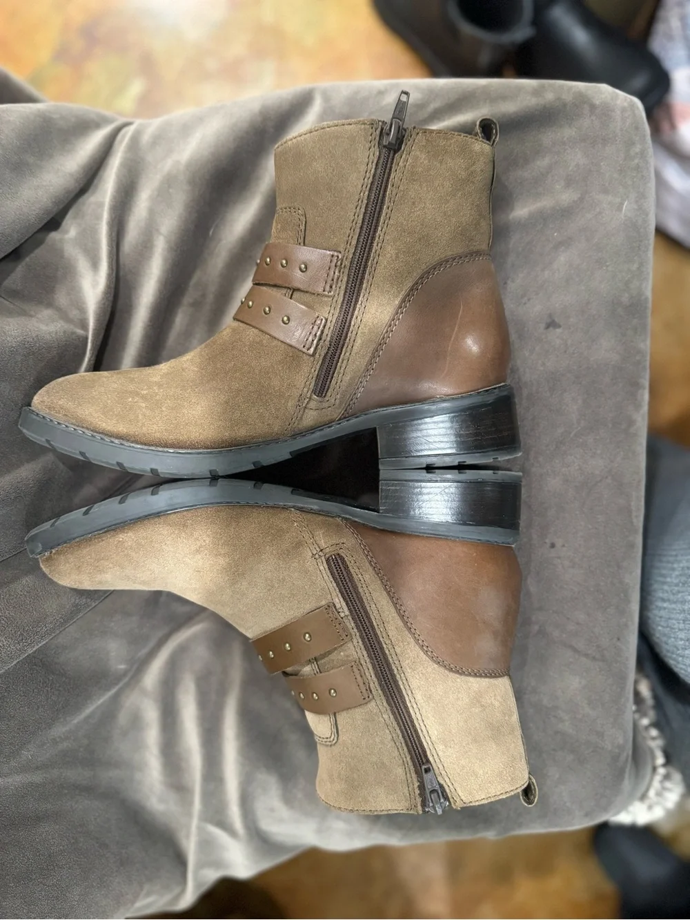 Clark’s Women's Brown Suede Buckle Ankle Boots